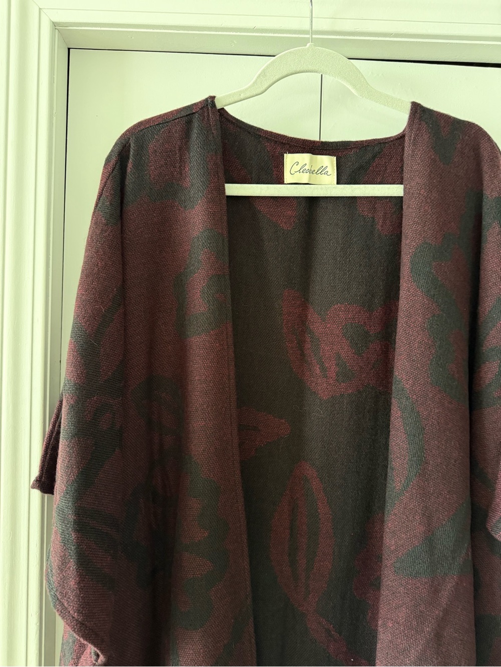 Women’s Open Front Burgundy and Black Wrap/cape - never worn